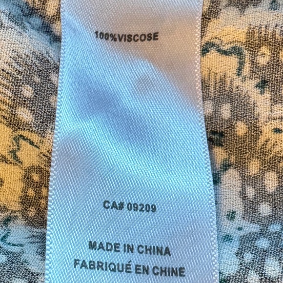 Teal Botanical Print Blouse w/Subtle Puff Sleeves – Relaxed Fit – Soft Drape - Picture 9 of 9